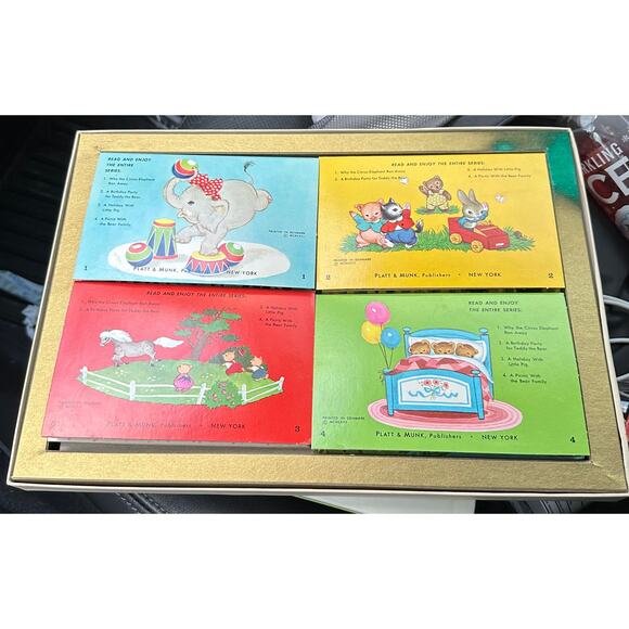 1963 The Playtime Pop-up Library 4 Books & box Platt & Munk Co. Vintage - Picture 9 of 10